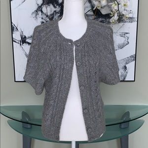 Grey Short Sleeve Button Down Sweater
